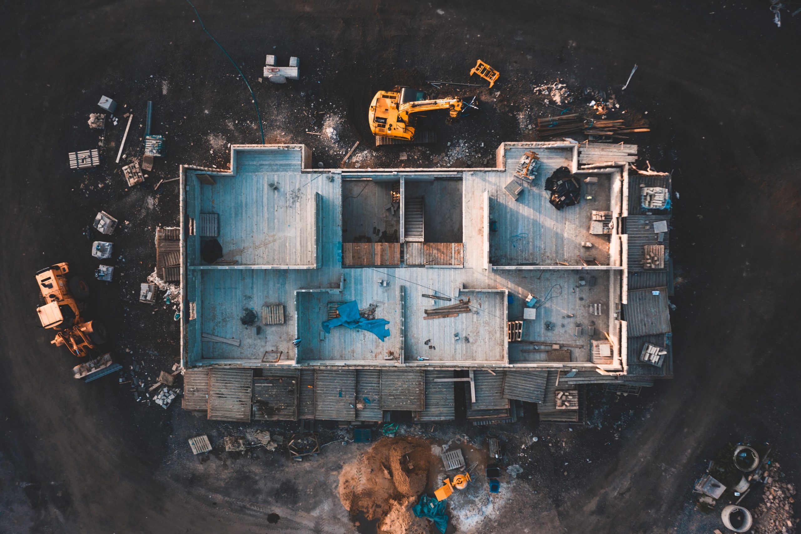 aerial view of a dismantled home